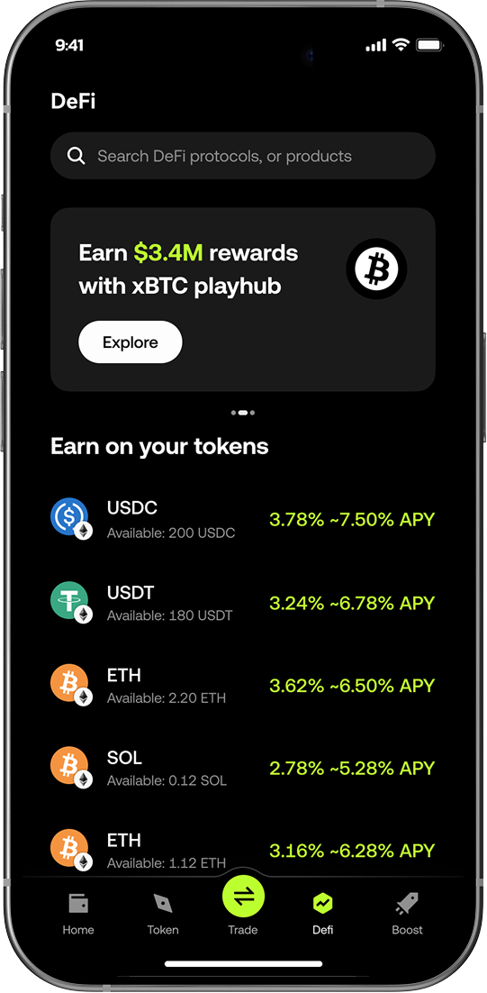iPhone showing the DeFi protocols screen
